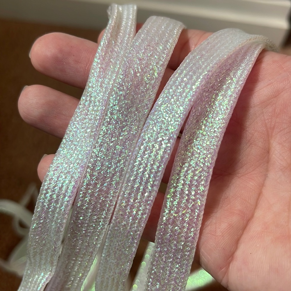 White Metallic Shoelaces